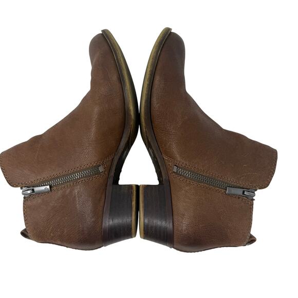 Lucky Brand Basel Bootie Women’s 8 Brown Leather Ankle Boots Zip Block Heel - Picture 8 of 12